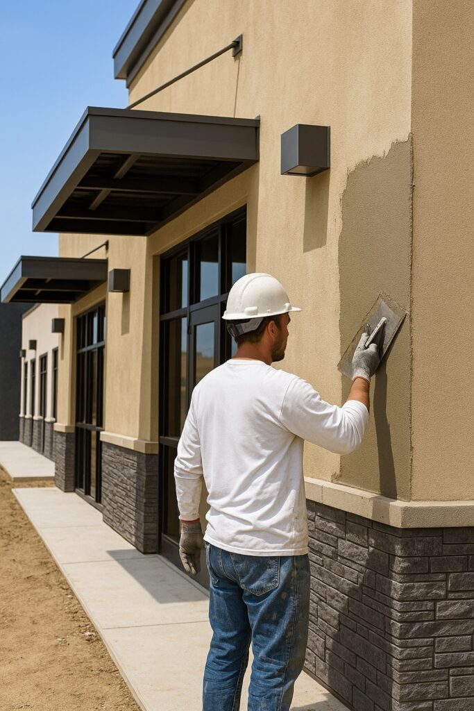 Stucco_installer_working_on_commercial_building